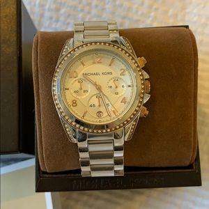 Michael kors silver and rose gold watch